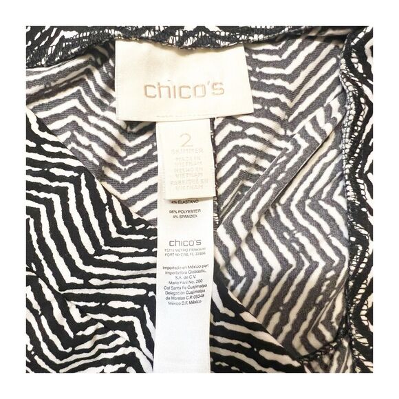 Chico’s Chevron Print Pant Size 2/Large Skimmer Black White Cropped Ankle Pant - Picture 4 of 9